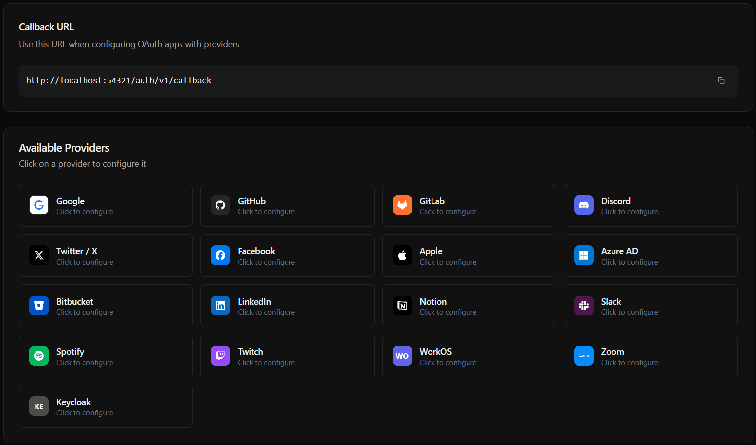 Configure auth providers