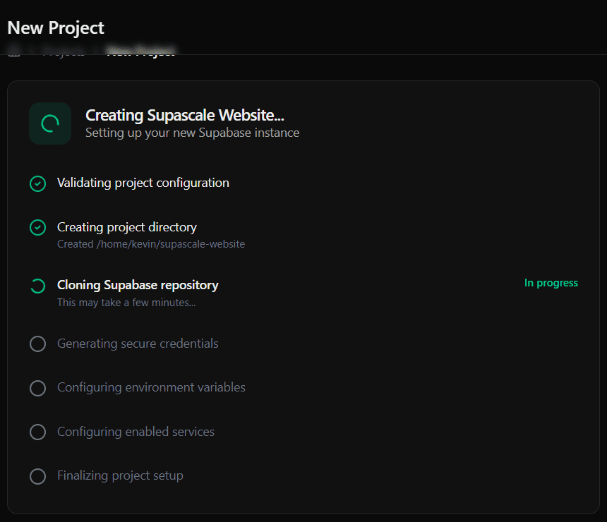 Project creation worker process